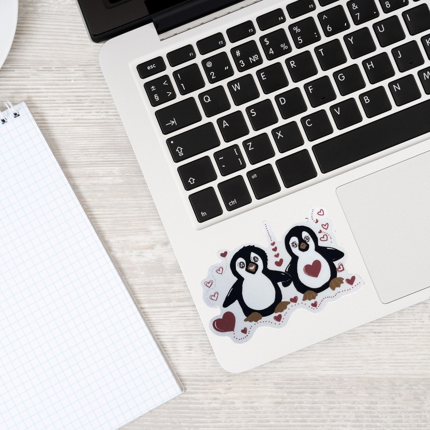 Cute Penguin Couple Heart Vinyl Sticker