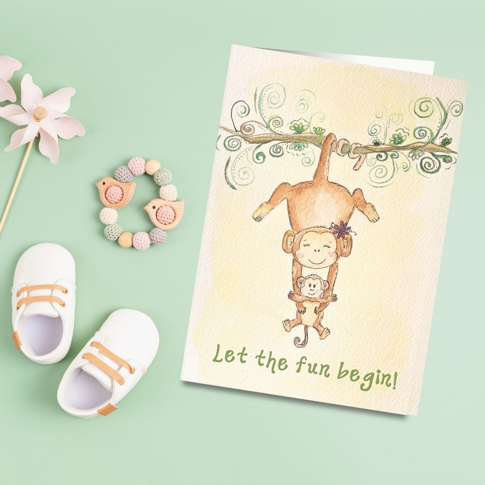 Baby Cards Watercolor Hand Illustrated Greeting Cards for New Arrivals, Baby Showers & New Parents
