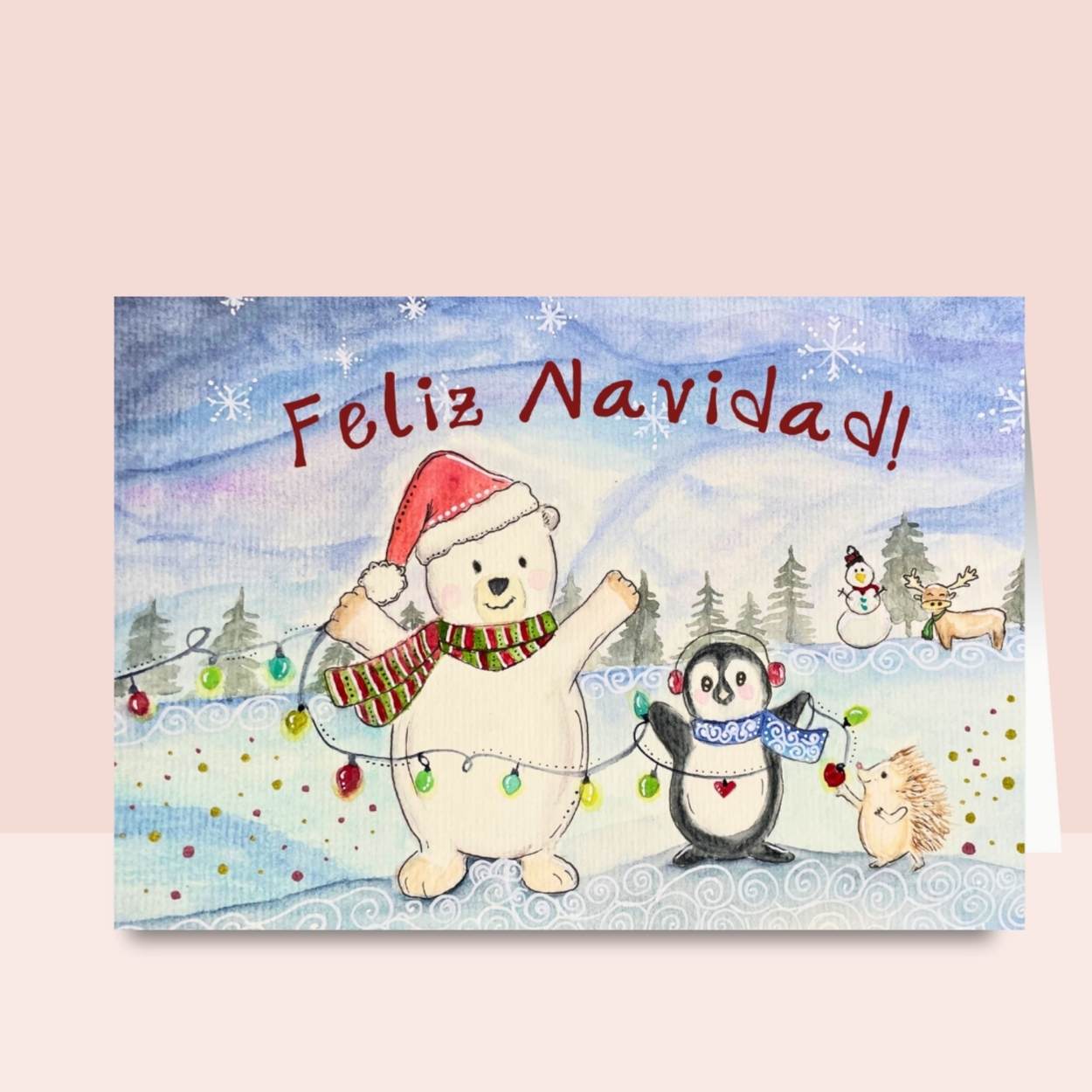 Tarjeta de Acuarela de Feliz Navidad