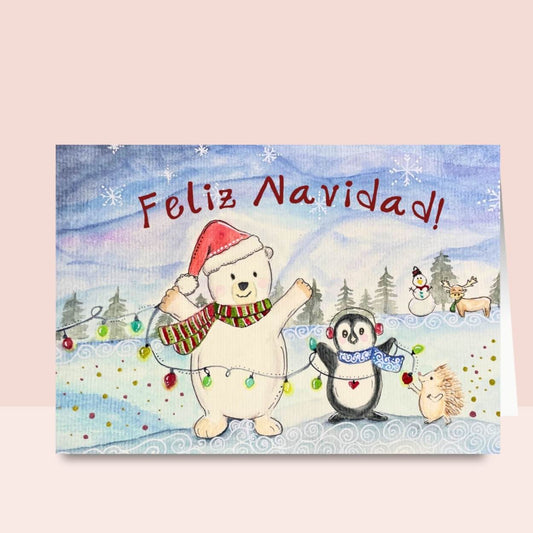 Tarjeta de Acuarela de Feliz Navidad