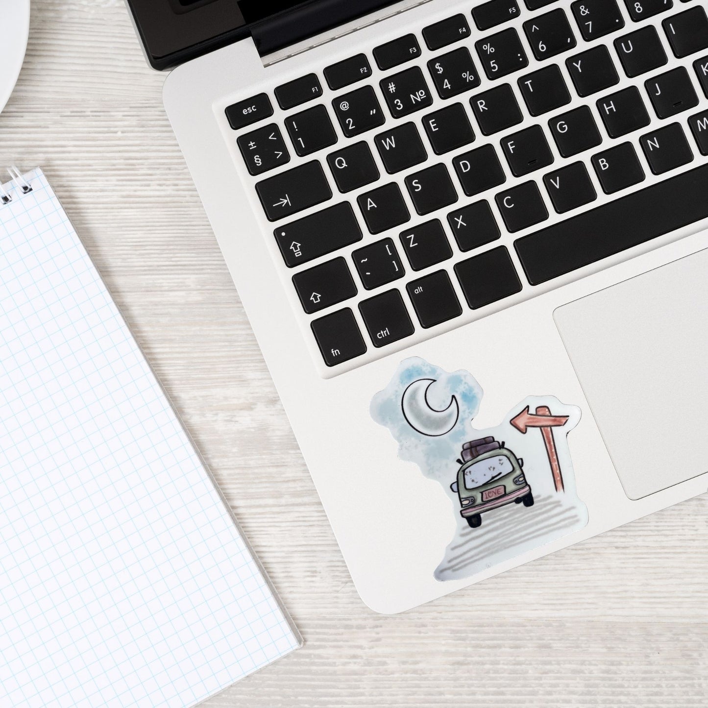 Moonlit Road Trip Vinyl Sticker | Cute Travel Car & Moon Sticker