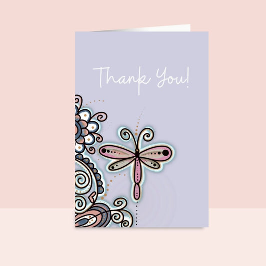 Dragonfly Thank You Card – Hand Illustrated Nature Inspired Greeting Card
