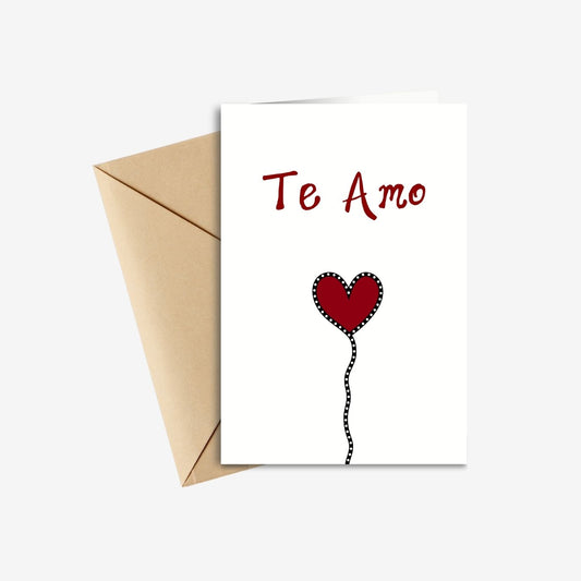 TE AMO - I LOVE YOU in Spanish  Handmade Greeting Card