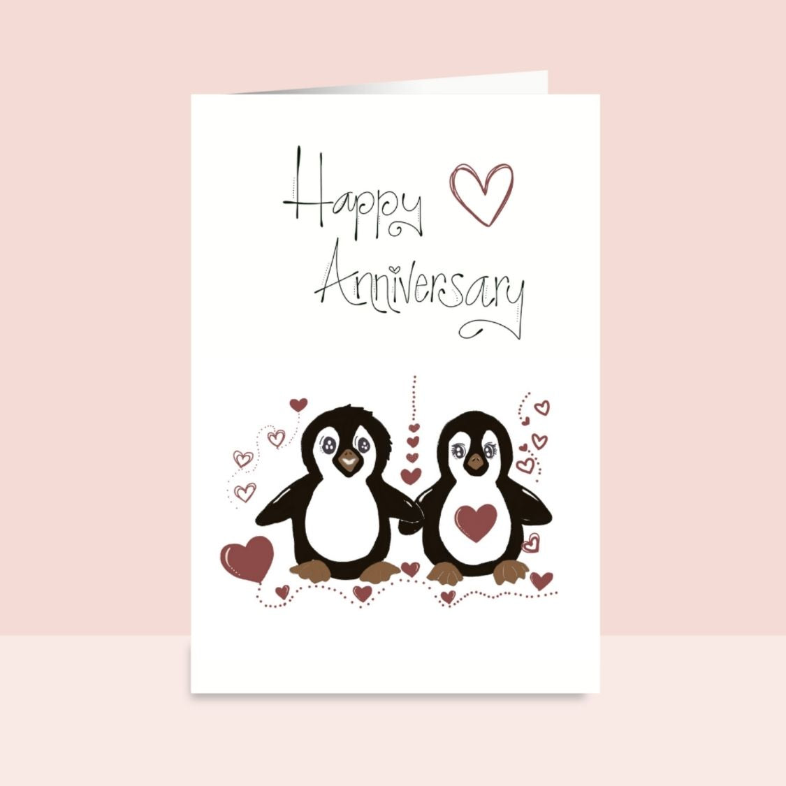 Penguin Soulmates Happy Anniversary Handmade Greeting Card