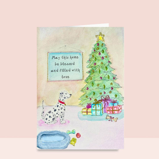 "May This Home Be Blessed" Dog Christmas Card | Heartfelt Pet-Themed Holiday Greetings