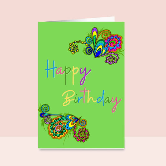 Bright Green Happy Birthday Handmade Greeting Card