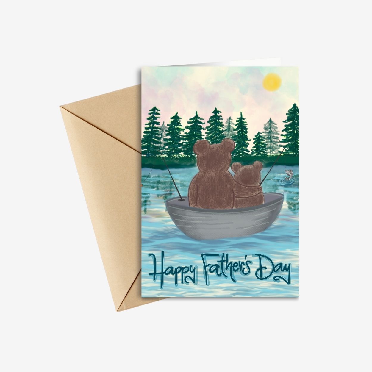 Happy Father's Day Card - Fishing Bears