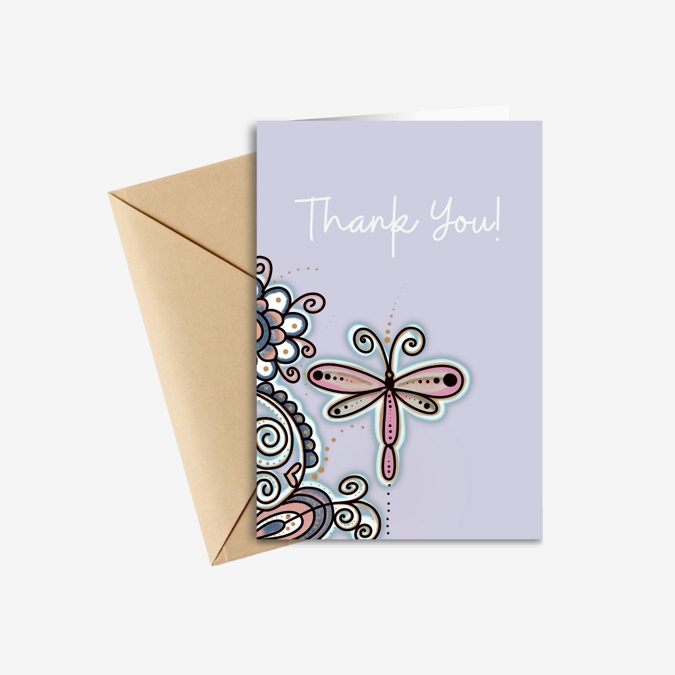 Colorful Dragonfly Thank You Card – Hand-drawn Nature-Inspired Design